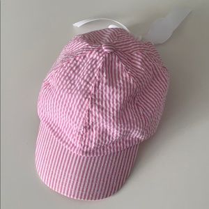 Mud Pie Pink and White Pin Striped Hat / Cap